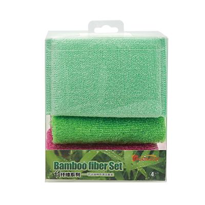 China Sustainable High Absorbent Bamboo Fiber Dish Kitchen Sponge Scrubber Cleaning Set for sale