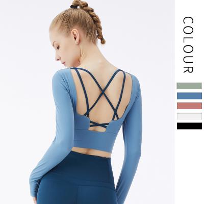 China Women's Breathable Workout Long Sleeves Yoga Sports Tops Running Light Weight Breathable T-Shirts Shirt Activewear Long Perfect Soft for sale