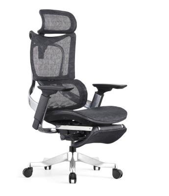 China (Height) BROBRIYO MJ-M01HF-AB Office Adjustable Ergonomic Chair with DONATI Mechanisms All Black Executive Ergonomic Chair with Telescopic Footrest for sale