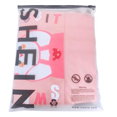 China Security Customized Logo Clothing Packaging Plastic Frosted Zipper Bag For Cosmetic Swimwear for sale