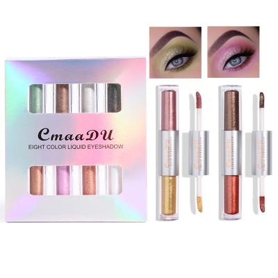 China CmaaDu Waterproof 2 IN 1 Head Double Liquid Eyeshadow Set Duochrome Shimmer Cream Maquillaje Cosmetic Make Up Liquid Glitter Eyeshadow for sale