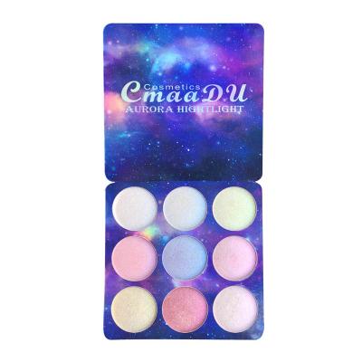 China CmaaDu Waterproof 9 Color Body Facial Clavicle Palette Vegan Shimmer Glowing Highlighter Bars Powder Pressed Face Makeup Highlighter Bar for sale