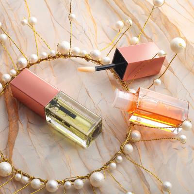 China Beauty Shiny Cosmetics Women Color Lip Gloss Base Bulk Custom Your Logo Square Bottle Tubes Fruit Oil Clear Lip Gloss for sale