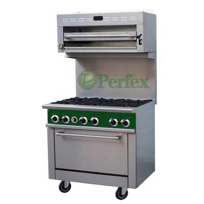 China Perfex Traditional Gas 6 Burner Gas Ranges With Oven Standard LPG Gas Stove 30,000 Btu Commercial Kitchen for sale