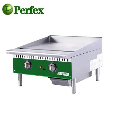 China perfex 2 burner gas griddle thermostat control 25mm grill panel commercial kitchen equipment 873x610x394 mm for sale