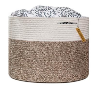 China Contemporary Nordic Handwoven Storage Basket Cotton Rope Style Dirty Clothes Storage Basket for sale