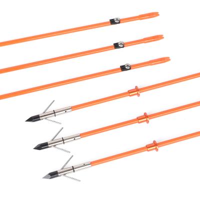 China Hunting Outdoor Archery Fishing Using OD 8mm Fiberglass Arrow Shaft Steel Point 32