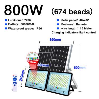 China 2021new Style Solar Panels Solar Light High Brightness Ip66 300W 500W 600W 800W 1000W 1600W Waterproof Outdoor Solar Square Led Spotlight for sale