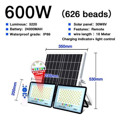 China CE RoHS Solar Panels CE RoHS IP67 Garden Floodlight 300W 500W 600W 800W 1000W 1600W Outdoor Waterproof Lighting Solar Flood Light for sale