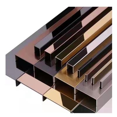 China Modern Flexible Shiny Transition Finish Mirror Trim T Type Stainless Steel Bands for sale