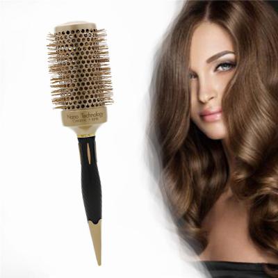 China Home Easy To Hold Round Hair Brush Boar Straighten Round Hair Brush Ceramic Round Hair Brush Custom for sale