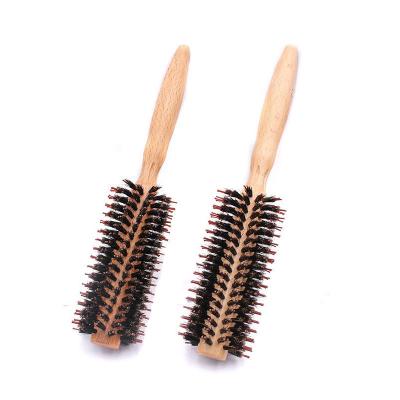 China Hot Selling Portable Professional Round Boar Bristles Round Wooden Hair Brushes for sale