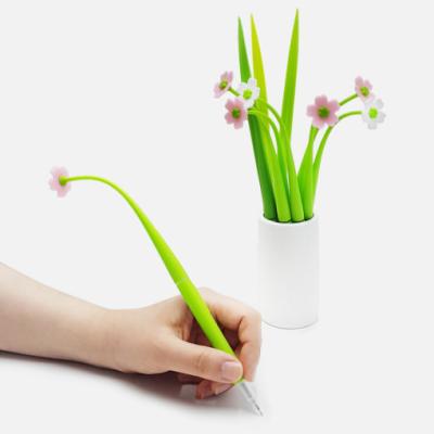 China Flower Pen Creative Stationery Cute Flowers Normal Silicone Gel Pen 1 Piece/Pieces Customizable for sale