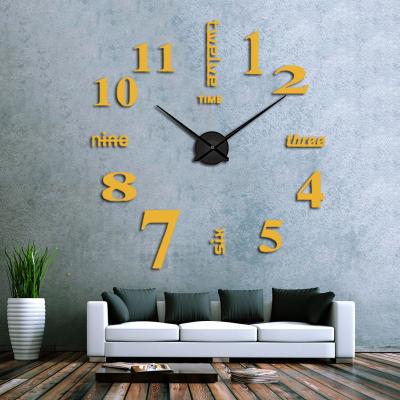 China Novelty Modern Design Large Diy Wall Sticker Clock 3D Radio Home Decorative Frameless Wall Clock for sale