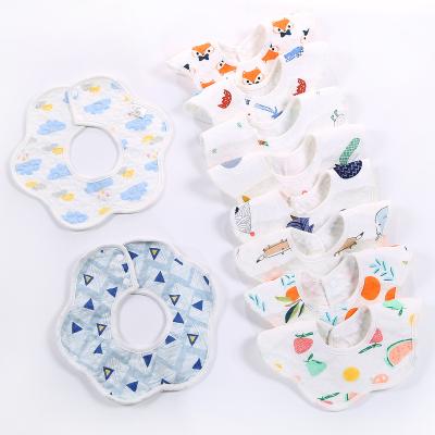 China Four Seasons Washable Wholesale Newborn Petal Toddler Saliva Infant Towel Eating Baby Bibs Waterproof Cotton for sale