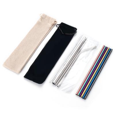 China Black Straight Duct Elbow Set Straw Stainless Steel Metal Bag Amazon Jute Velvet Disposable Hot Selling Reusable Drinking Straws for sale