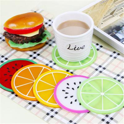 China Hot Wholesale Viable Colorful Fruit Shape Drink Insulation Cup Mat Resistant Non-Slip Silicone Coaster for sale