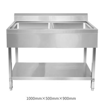 China Customized 201/304 Stainless Steel Double Bowl Sink Kitchen Stainless Steel Commercial Sink Faucetless for sale