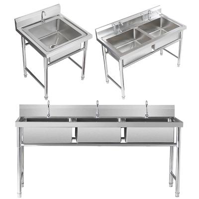 China Without Faucet Top Selling Stainless Steel Commercial Kitchen Sinks Durable Kitchen Sink Bowls Round Triple Leg for sale