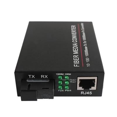 Chine Convertisseur de médias de gigabit, 10/100/1000Mbps, 1xRJ45, 1xOptical port, SM, 1310nm Tx/1550nm Rx, 20KM, bloc d'alimentation externe à vendre