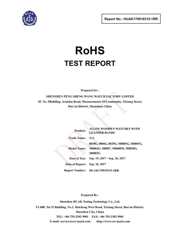 RoHS - Shenzhen Pengshengwang Watch Co., Ltd.