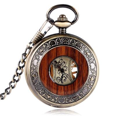 China Antique ready to ship stainless steel vintage automatic pocket watch men with chain mechanical taschenuhr for sale