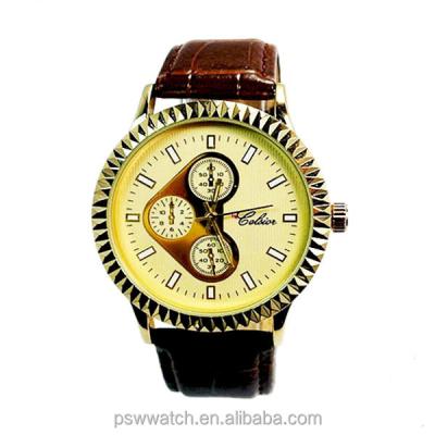 China Water Resistant IP Gold Volume Buy Mens Wrist Watch Genuine Leather Watch Band for sale