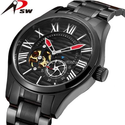 China Custom Mechanical OEM Mechanical Watch Power Reserve Fashion Skeleton Logo Watch for sale