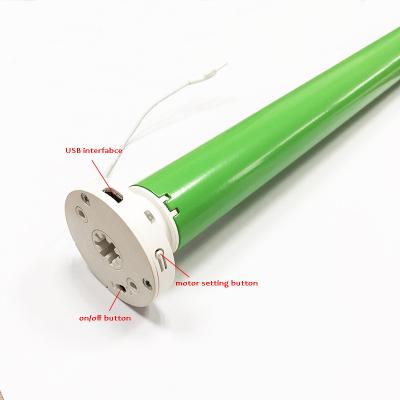 China 1pc MOQ DM28LEU 2nm Drip Proof Inline Roller DC Blind Remote Control Electric Tubular Motor By Rechargeable Battery for sale