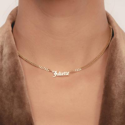 China 2022 Eco-Friendly Personalized English Gold Name Necklace Delicacy Chain Jewelry Old Fashionable For Men Women Unisex for sale