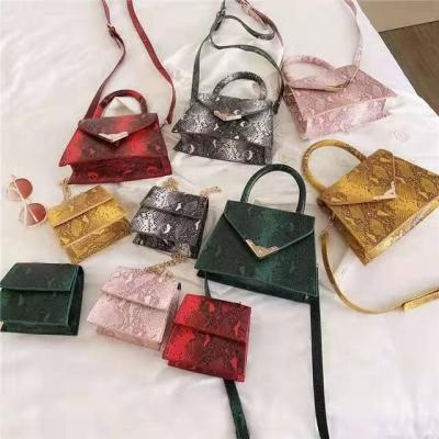 China High quality best selling designer women snakeskin lady bag handbag shoulder bag set for girls for sale