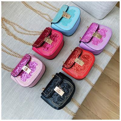 China High Quality Kids Sequins Bag Shoulder Small Kids Messenger Bag Girls Sequins Mini Crossbody Bags Chain Purses for sale