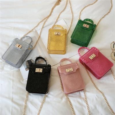 China This is Transparent Waterproof Clear Women's Purse Fashion Square Purse Mini Handbags Cell Phone Pouch Chain PVC Purse Clear Purse for sale