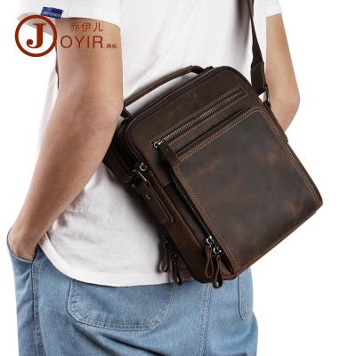 China Vintage Top Layer Real Cowhide Leather Multi-Functional Portable Briefcase Small Crazy Leather Men's Portable Cross Horse Retro - Body Bag for sale