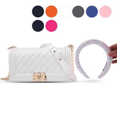 China High quality jelly handbags and headband set 2022 new arrival PVC women designer jelly purses bags women handbags purses for sale