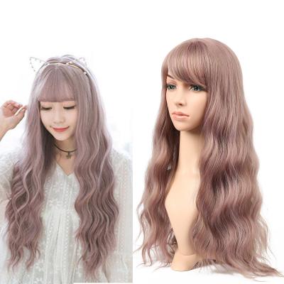 China Barely Shedding Ladies Thick Smooth Soft 30 Inch Cheap Synthetic Wigs With Bangs for sale