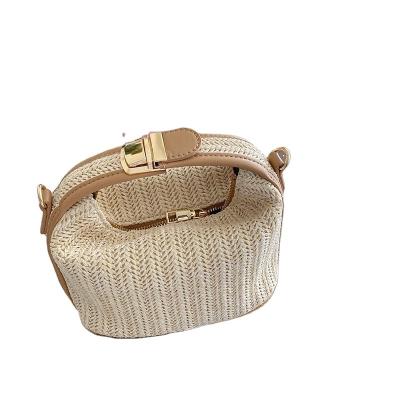 China Fashoion Bohemian Fashion Rattan Women Shoulder Bags Straw Beach Bag Boho Summer Ladies Knitting Handbag Small for sale