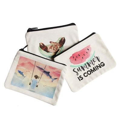 China Durable Eco Friendly Custom Small Cotton Blank Zipper Pouch Make Up Bags Simple Canvas Makeup Cotton Cosmetic Bag With Logo for sale