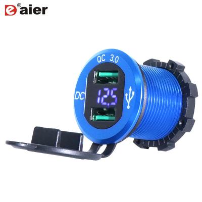 China Aluminum Car Boat Bus Truck Marine Motorcycle 5V4.2A USB Charger Plug With Voltmeter for sale