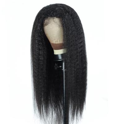 China Wholesale Kinky Straight Kinky Straight Wig Lace Front Human Hair Wigs Pre 4x4 Plucked Remy Yaki Lace Closure Wig For Black Women for sale