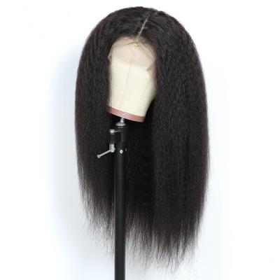 China Straight Virgin Indian Wig Yaki Lace Closure Wig Unprocessed Cuticle Aligned Cheap Indian Straight Curly Hair 100% Wholesale for sale