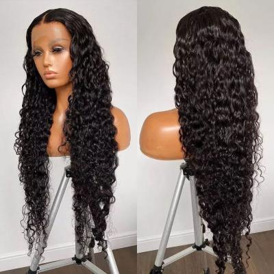 China 150 Density Hair Water Wave Wig Brazilian Lace Front Wig Pre Plucked With Baby Hair Remy Hair Wigs For Black Women for sale