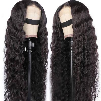 China Wholesale 13X4 HD Lace Front Wig Brazilian Water Wave Transparent Swiss Hair Wigs Pre Plucked With Baby Hair for sale