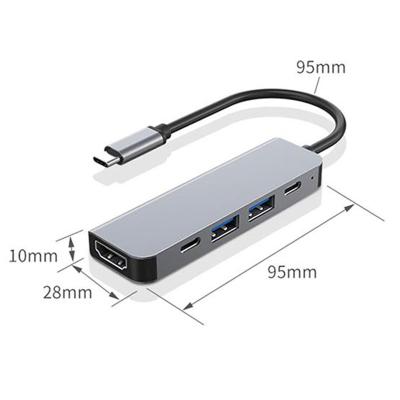 China Promotional aluminum alloy type-c hub 5 docking station HUB expansion converter notebook USB hub 5 in 1 aluminum alloy for sale