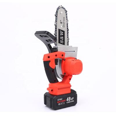 China Cutting wood 8 Inch Electric Handheld Battery Chainsaw Rechargeable Portable Chainsaw for sale