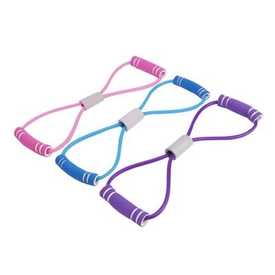 China Portable Strengh Body Yoga Pilates Stick 8 Word Shape Stretch Chest Gather Pull Rope Fitness Tools for sale