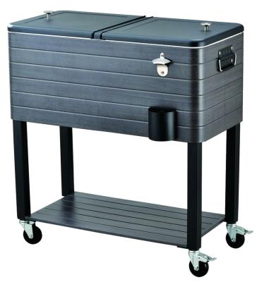 China Sustainable wood grain cooler box with 4 casters for sale