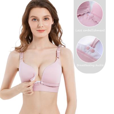 China New Breathable Lace Adults Breastfeeding Front Open Button Nursing Bra Maternity and Caregiver Bras for sale