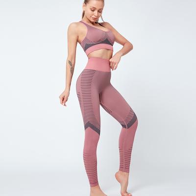 China Hot Selling Ladies Fitness Breathable Nylon Gym Seamless Gym Yoga Leggings Wear Suit for sale