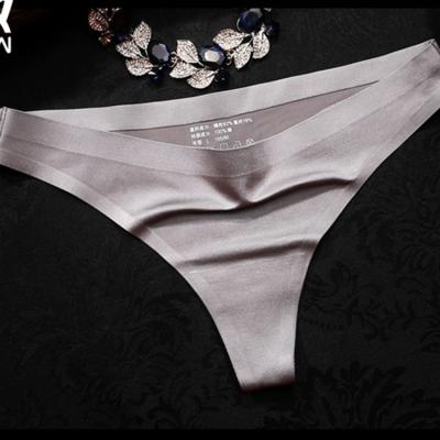 China Sustainable Ice Silk Seamless Women Briefs Custom High Waist Thong Women Briefs Teens In Thongs for sale